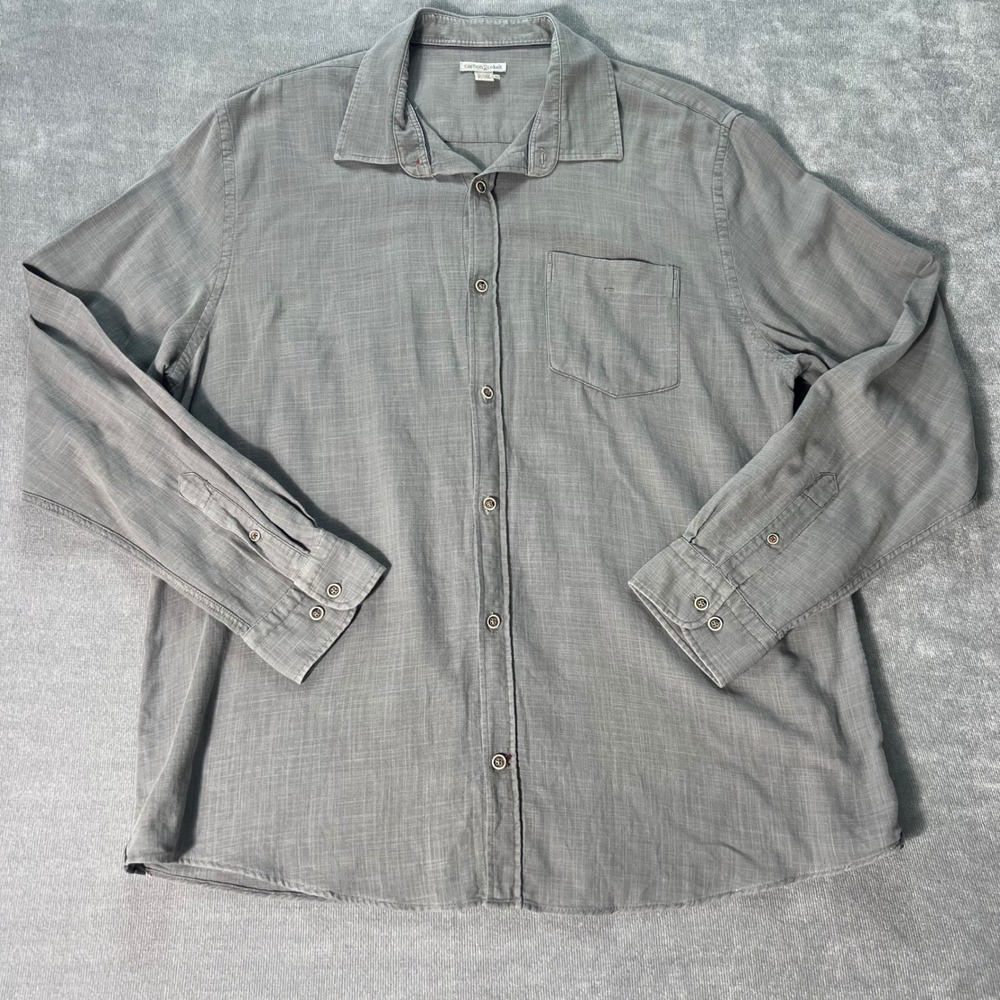 Carbon 2 Cobalt Mens Large Gray Cotton Long Sleeve Button Up Shirt Textured